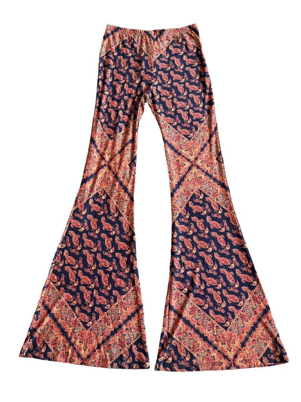 Novella Royale Janis Bells Midnight Bandana Paisley Stretch Flare Leg Pants NWT